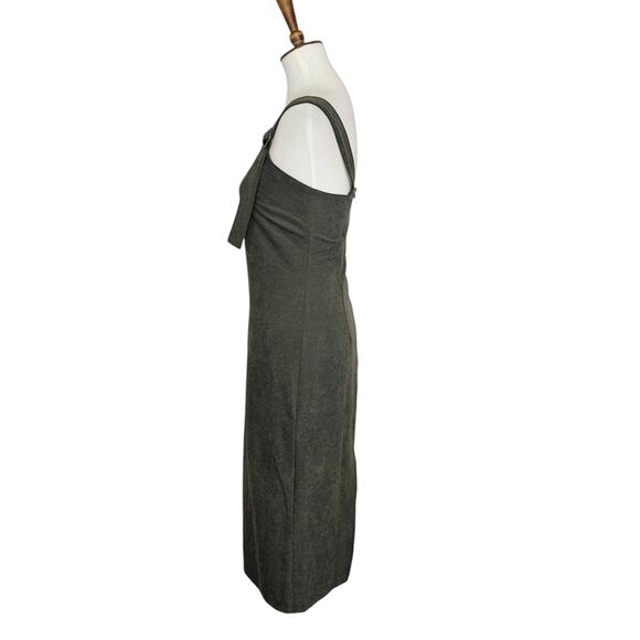 Choosy Olive Green Suede Pencil Dress - Picture 4 of 10